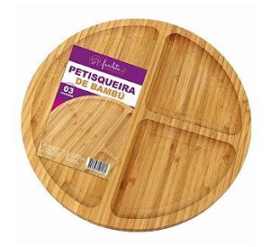 Petisqueira De Bambu 3 Divisões 25cm - PRB-01
