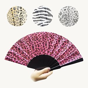 Leque De Mão Japonês Plástico E Tecido Estampado - MZ-24340