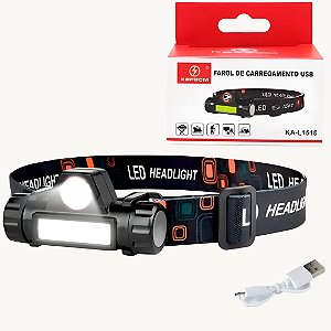 Lanterna de Cabeça LED Ajustável Carregamento USB KAPBOM - KA-L1518
