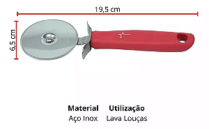 Cortador de Inox para Pizza Cabo de Plastico 19cm - UCO182