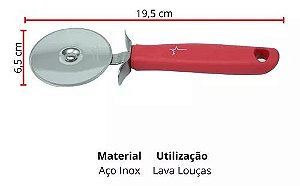 Cortador de Inox para Pizza Cabo de Plastico 19cm - UCO182