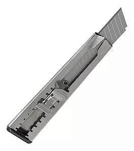 Estilete em Metal 15cm Lâmina Retrátil com Trava de Segurança SQ3656