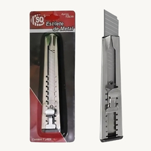 Estilete em Metal 15cm Lâmina Retrátil com Trava de Segurança SQ3656