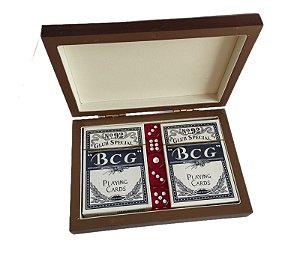 Jogo de Cartas e Dados Baralho com Caixa de Madeira HM6588