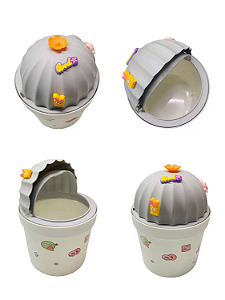 Mini Lixeira de Mesa Plástico com Adesivos HU54890