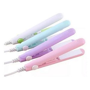 Mini Chapinha Prancha de Bolsa Portátil Cabelo Bivolt Estojo W1-31-2