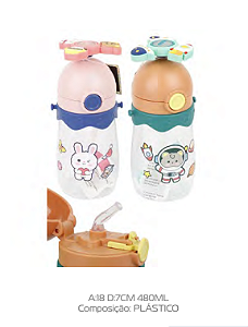 Garrafa Infantil de Plastico com Pisca-Pisca Colorido e com Spinner