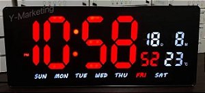 Relógio Digital de LED Parede ou Mesa Calendário HM5448 - Não acompanha Controle