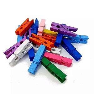 Mini Prendedor de Madeira Coloridos 4,8cm 12 Unidades MZ24151C Monaliza