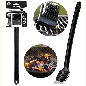 Escova de Aço para Limpar Grelhas Churrasqueiras com Raspador - Original - SL0175