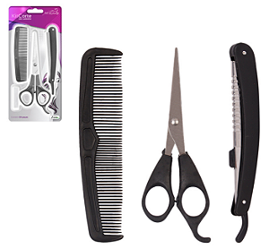 Kit para Cortar Cabelo 3Pcs Zein ZU2233
