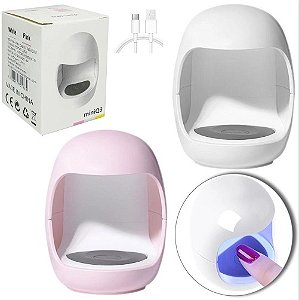 Mini Cabine Secadora de Unhas Portátil com 3 Leds 6W + Temporizador e Cabo USB RCB0196 Cores Sortidas