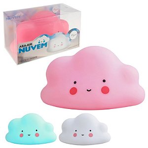 Luminaria Nuvem de Mesa a Bateria 15Cm Abajur Infantil Cores Sortidas