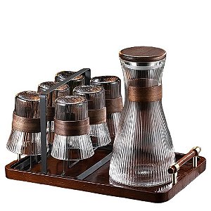 Jogo de Jarra e Xícaras em Vidro para Chá, Café e Drinks - HM6975