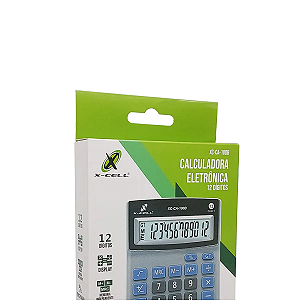 Calculadora Eletrônica X-cell, 12 Dígitos, Bateria Interna - XC-CA-100B