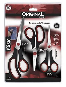 Kit 3 Tesouras Basic para Cabelo Original Line SL0082