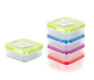 Pote de Plástico Quadrado kit com 4 Peças 9,5x9,5x3,5cm UCO545