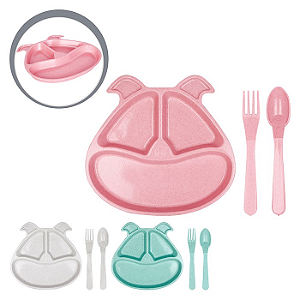 Kit Refeição Infantil 3 Peças de Fibra de Bambu - ZUN0412