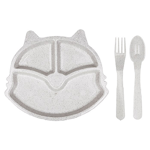 Kit Refeição Infantil 3 Peças de Fibra de Bambu - ZUN0411