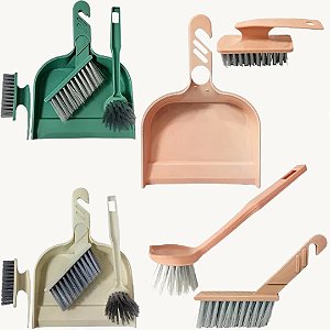 Kit de Limpeza de Plástico com 1 Pá + 3 Escovas Multiuso 4 Peças BC23153