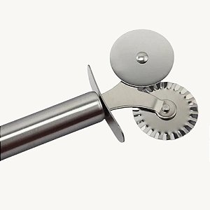 Carretilha Dupla em Aço Inox Para Massa Pizza Pastel