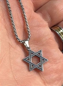 Colar Corrente Pingente Estrela de Davi Aço Inox Estrelinha antialérgica feminino masculino  - COR05