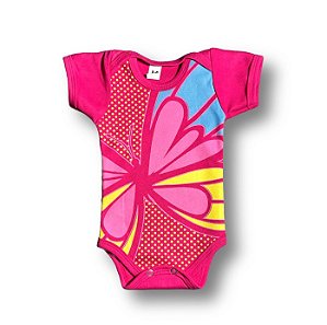 Body Bebê Temático Borboleta Suedine 100% Algodão.