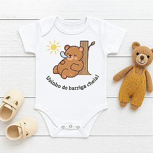 Body Personalizado Bebê Ursinho de Barriga Cheia
