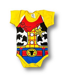 Body Bebê Temático Wood Suedine 100% Algodão.