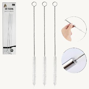 Escova Higiênica para Limpeza de Canudos com 3 Peças 20CM - BC24192