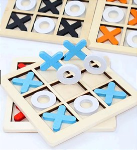 Jogo da Velha 22cm Tabuleiro de Madeira Brinquedo Educativo Tabuleiro - CZ0999