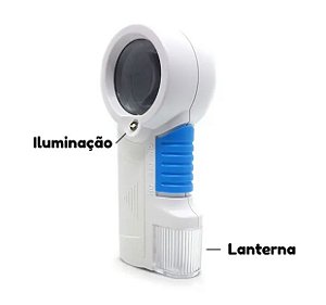 Lupa De Mão Com Luz E Lanterna Aumento 12x Bula Livro Th7011