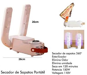 Secador de Sapatos e Tênis com Esterilizador Elimina Umidade, Odor, Mal Cheiro e Protege Seus Calçados