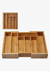 Organizador Talheres Extensível Bambu Gaveta