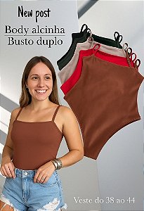 Body Básico Alcinha Alça Fina Suplex Forro Duplo Lisa Básica