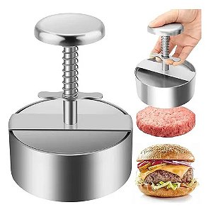 Prensa Para Hambúrguer De Aço Inoxidável Com Botão Pressão - CZ0982