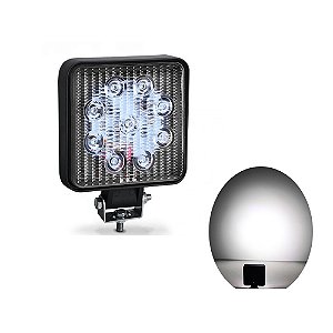 Farol Milha 9 Leds 27w 12v/24v Quadrado Off-road 6000k