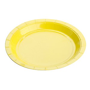 Prato de papel redondo liso amarelo (10 un)