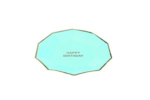 Prato de papel happy birthday azul bebê (10 un)