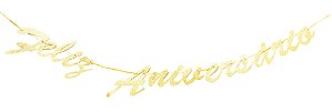 Faixa decorativa feliz aniversário dourada com glitter (01 un)