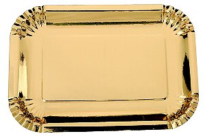 Prato de papel retangular dourado (05 un)