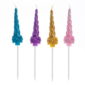 Vela chifres de unicórnio com glitter (04 un)