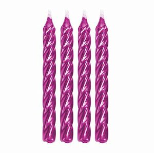 Vela espiral rosa metalizada 8cm (08un)