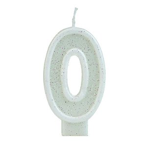 Vela numeral branca basic glitter (01un)