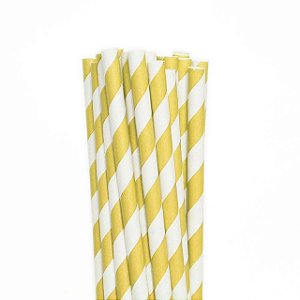 Canudo de papel listrado amarelo (12 un)