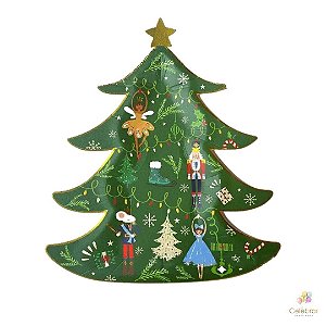 Prato de papel árvore de natal quebra nozes (08 un)