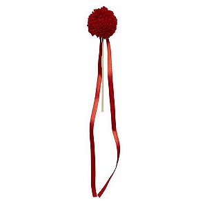 Topo de bolo pompom com fitilhos vermelho (1un)
