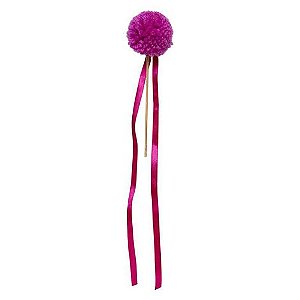 Topo de bolo pompom com fitilhos pink (1un)