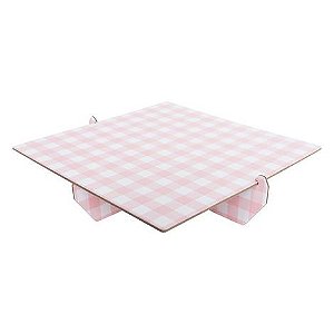 Bandeja quadrada xadrez rosa