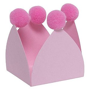 Forminha para doces com pompom rosa (20 unidades)